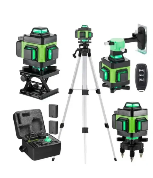Nivela Laser Verde 4D – 16 Linii Precise, Autonivelare, 2 Acumulatori, Trepied Reglabil și Telecomandă - imagine 2