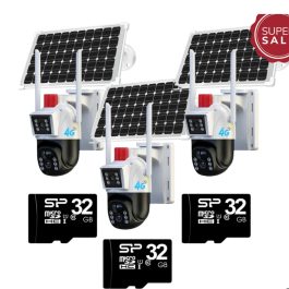 Set 3x Camere Supraveghere 4G cu Panou Solar – Fără Wi-Fi, Autonome, Exterior, SIM, Viziune Nocturnă (copie)