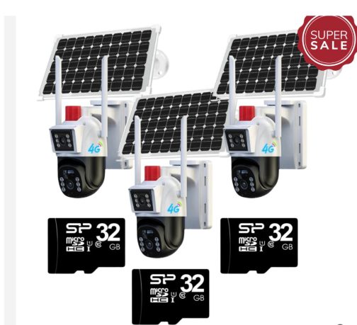 Set 3x Camere Supraveghere 4G cu Panou Solar – Fără Wi-Fi, Autonome, Exterior, SIM, Viziune Nocturnă (copie)