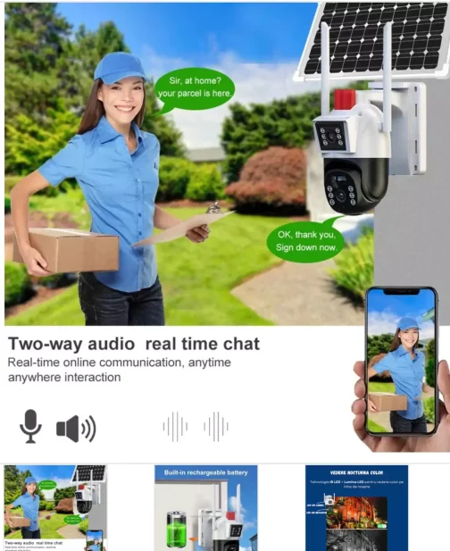 Cameră Supraveghere 4G cu Panou Solar, 2 Camere Video Integrate, Autonomă, Exterior - imagine 4