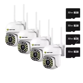 Pachet 4 Camere Supraveghere Jortan WiFi HD, 28 LED-uri, 4 Carduri 32GB Incluse