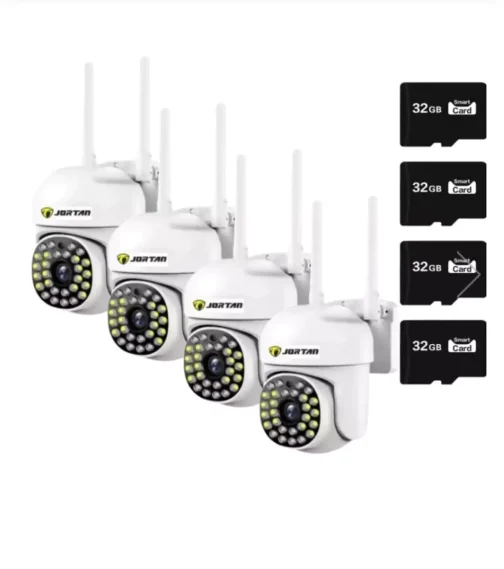 Pachet 4 Camere Supraveghere Jortan WiFi HD, 28 LED-uri, 4 Carduri 32GB Incluse