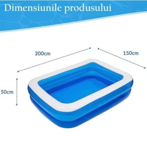 Piscină Gonflabilă Ultra Rezistentă Ideală pentru Familie – XXL 200x150x50 cm + Pompă Electrica Cadou - imagine 3