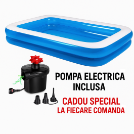 Piscină Gonflabilă Ultra Rezistentă Ideală pentru Familie – XXL 200x150x50 cm + Pompă Electrica Cadou