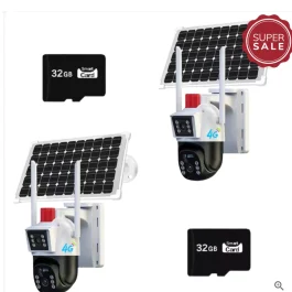 Set 2x Camere Supraveghere 4G cu Panou Solar – Fără Wi-Fi, Autonome, Exterior, SIM, Viziune Nocturnă