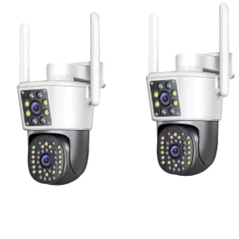 Set 2x Camere Supraveghere WiFi Exterior, 6MP, Full HD+, 2 Lentile Integrate – Vizualizare Extinsă, Detectare Mișcare, Acces Remote