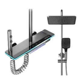 Set Duș cu LED, Termostat și 4 Moduri de Jet – Tehnologie de Pulverizare cu Aer Integrată