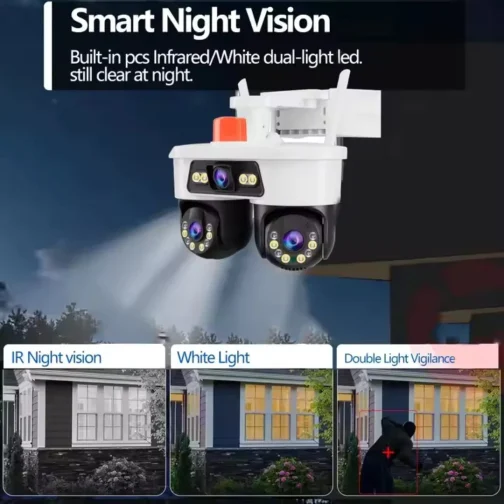 Cameră de Supraveghere WiFi Jortan 9MP cu 3 Lentile, Cap Dual, Rotire PTZ 355°, Viziune Nocturnă, Compatibilă cu aplicația Yoosee - imagine 6