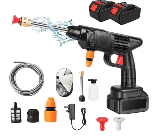 Aparat de Spălat cu Presiune Portabil, Tip Pistol, fără Fir, 48V, 2 Acumulatori, 30 Bari, 8L/min, 3 Tipuri de Jet, cu Geantă de Transport Cadou - imagine 2