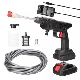 Aparat de Spălat cu Presiune Portabil, Tip Pistol, fără Fir, 48V, 2 Acumulatori, 30 Bari, 8L/min, 3 Tipuri de Jet, cu Geantă de Transport Cadou