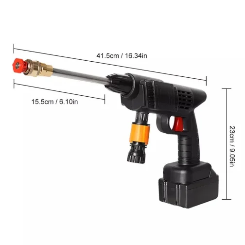 Aparat de Spălat cu Presiune Portabil, Tip Pistol, fără Fir, 48V, 2 Acumulatori, 30 Bari, 8L/min, 3 Tipuri de Jet, cu Geantă de Transport Cadou - imagine 3