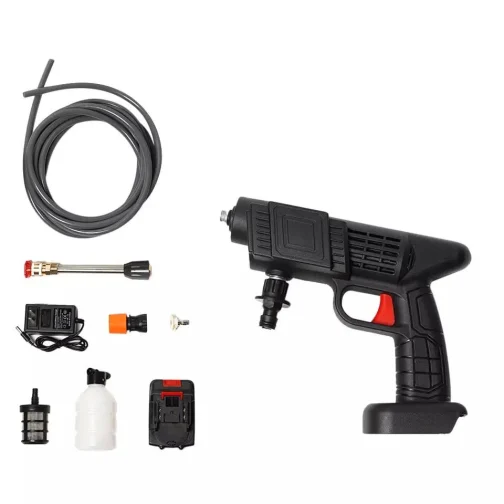 Aparat de Spălat cu Presiune Portabil, Tip Pistol, fără Fir, 48V, 2 Acumulatori, 30 Bari, 8L/min, 3 Tipuri de Jet, cu Geantă de Transport Cadou - imagine 7