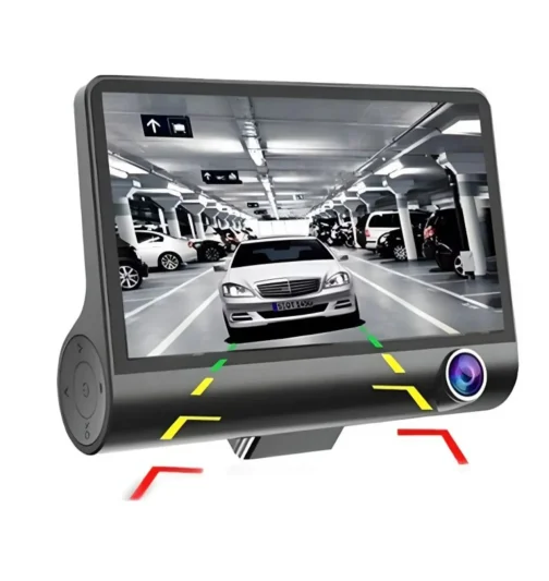Cameră Auto Triplă Full HD – Față, Interior și Spate, Ecran 4", Design Tip Monitor, Negru - imagine 4