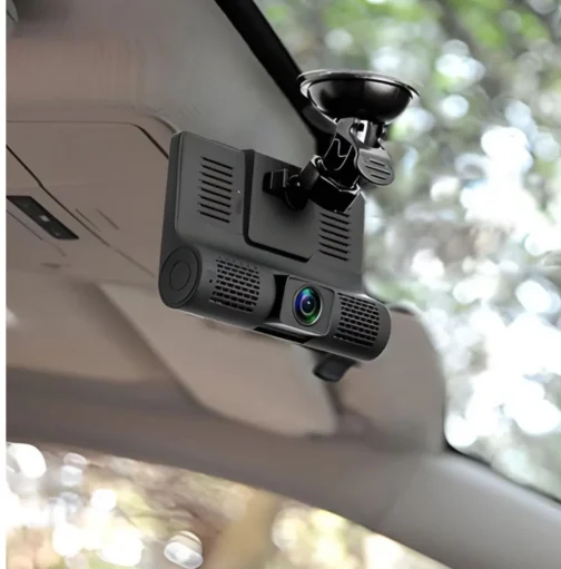 Cameră Auto Triplă Full HD – Față, Interior și Spate, Ecran 4", Design Tip Monitor, Negru - imagine 3
