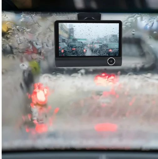 Cameră Auto Triplă Full HD – Față, Interior și Spate, Ecran 4", Design Tip Monitor, Negru - imagine 5