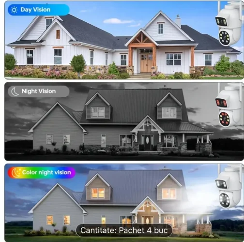 Set 4x Camere de Supraveghere Duble WiFi, 2 Camere (Fixă și Mobilă), Ultra HD 4K 6MP, Zoom 10X, Vedere Nocturna - imagine 7